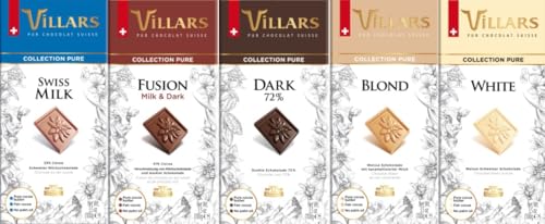 Villars Collection Pure Swiss Schweizer Schokolade Probierset 5 x 100g von Villars