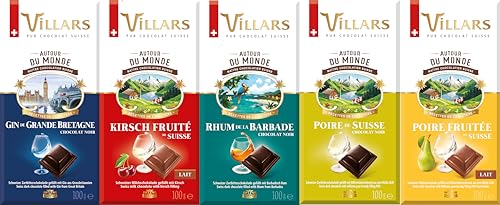 Villars Schweizer Likör Schokoladen Probierpaket 5 x 100g von Villars