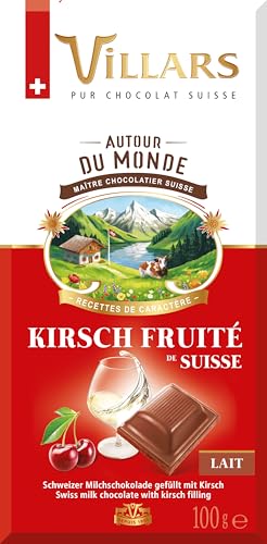 Villars Schweizer Milchschokolade gefüllt mit Kirsch Fruite Suisse Likör 100g von Villars