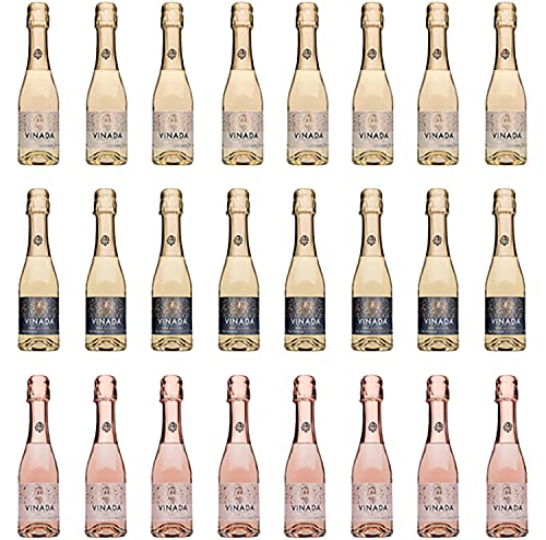 VINADA - Crispy Chardonnay, Sparkling Gold, Sparkling Rose Variety Pack - Alkoholfrei Wein - Alkoholfreier Sekt - (Zero Alcohol) - 200 ml (24 Glass Bottles) von Vinada