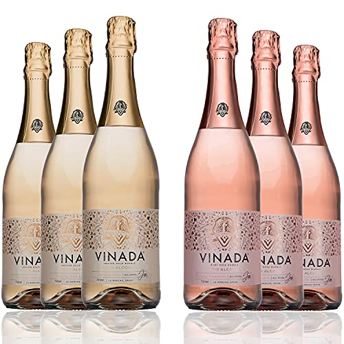 VINADA - Sparkling Gold + Rose Variety Pack (0% Alc.) - 750 ml (6 Glass Bottles) von Vinada