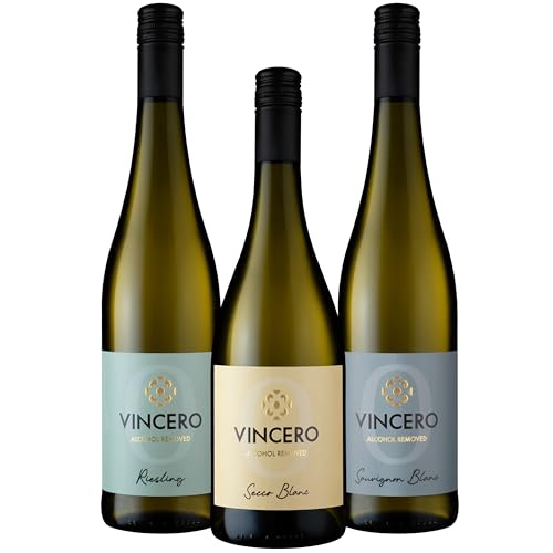 VINCERO Collection Blanc│Premium alkoholfreier Wein (<0,5%)│Erfrischend & fruchtig entalkoholisierte Weißweine aus Deutschland ohne Alkohol│3er Pack (3 x 0,75 l) von Vincero