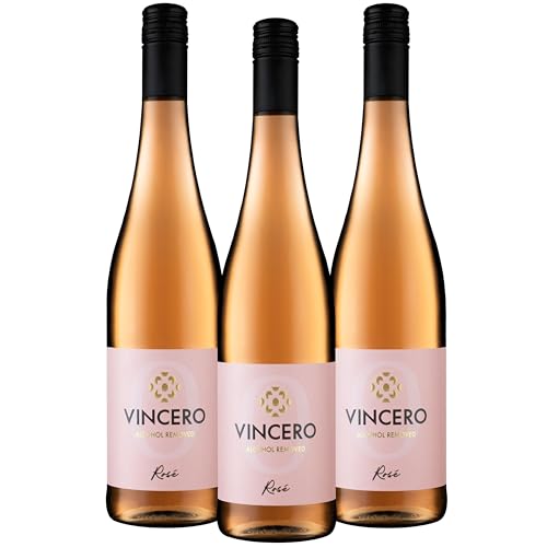 Rosé│Premium alkoholfreier Wein (<0,5%)│Erfrischend & fruchtig entalkoholisierter Rosewein aus Deutschland│3er Pack (3 x 0,75 l) │VINCERO von Vincero