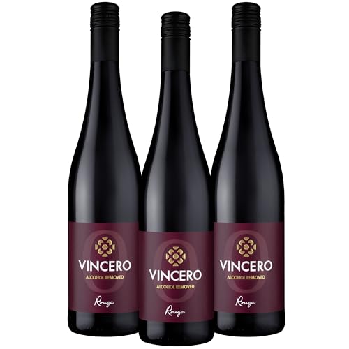 Rouge│Premium alkoholfreier Wein (<0,5%)│Erfrischend & fruchtig entalkoholisierter Rotwein aus Deutschland│3er Pack (3 x 0,75 l)│VINCERO von Vincero