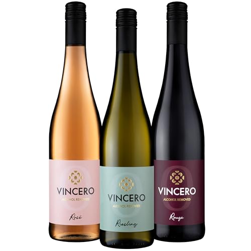 VINCERO Trilogie│Premium alkoholfreier Wein (<0,5%)│Erfrischend & fruchtig entalkoholisierte Weine aus Deutschland ohne Alkohol│3er Pack (3 x 0,75 l) von Vincero