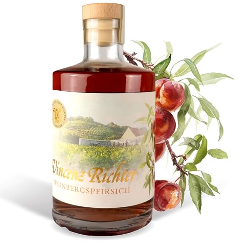 Brennerei Vincenz Richter - Pfirsichlikör 20% vol (500ml) - Fruchtig-samtiger Weinbergspfirsichlikör - Besonderer Frucht-Likör - Pur auf Eis oder für Cocktails von Vino Veritas