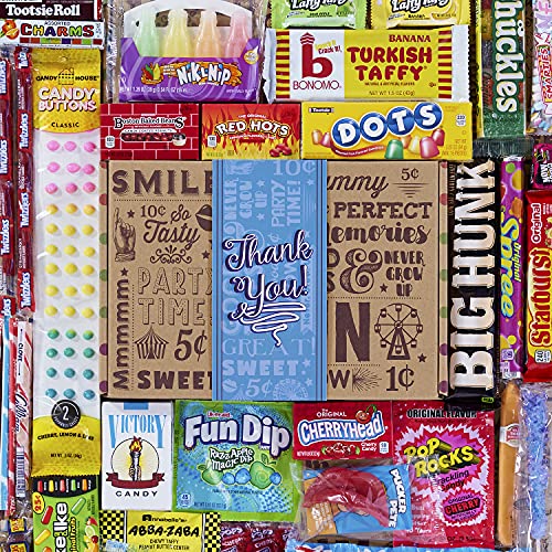 Vintage Candy Co. Dankeschön-Geschenkkorb für Männer oder Frauen | Sagen Sie Danke mit einem einzigartigen Sortiment an nostalgischen Jahrzehnten Süßigkeiten, perfektes Dankbarkeitsgeschenk für von Vintage Candy Co.