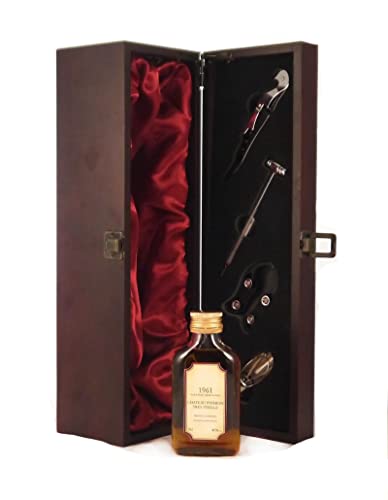 Chateau Pierron Tres Vieille Vintage Armagnac 1961 10cls Decanted Selection in einer mit Seide ausgestatetten Geschenkbox, da zu 4 Weinaccessoires, 1 x 100ml von Vintagewinegifts