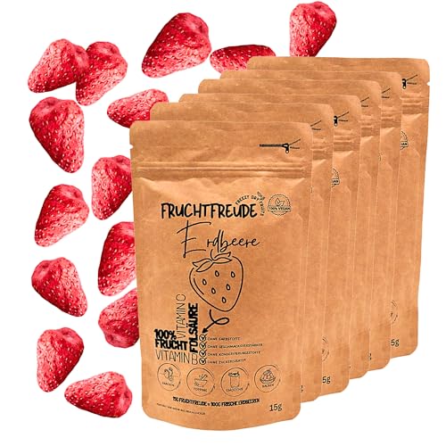 300g Gefriergetrocknete Erdbeeren – Ganze Früchte, 100% Natur – Ohne Zuckerzusatz & Zusatzstoffe – Knusprig & aromatisch – Höchste Qualität von Fruchtfreude® – Freeze Dried Strawberries (20x15g) von Virelya