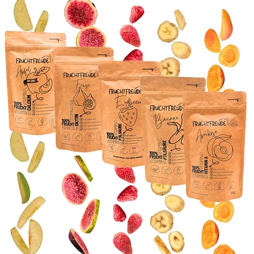 95g Fruchtfreude® Probierpaket – Gefriergetrocknete Früchte Mix (5 Sorten, je 1x) – 100% Natur, ohne Zuckerzusatz – Knuspriger Snack für Müsli, Joghurt & unterwegs – Freeze Dried von Virelya