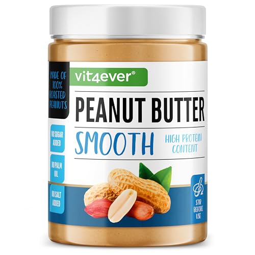 Erdnussbutter Smooth - 1kg natürliche Peanutbutter Ohne Zusätze - High Protein - Erdnussmus ohne Zusätze von Salz, Öl oder Palmfett - Vegan von Vit4ever