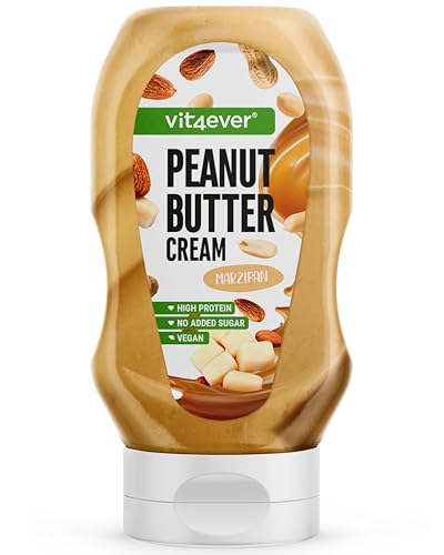 Peanutbutter Cream - 520 g - Erdnussbutter in einer Squeeze-Flasche extrem lecker & Cremig - High Protein - Ideal für Erdnuss - Topping, Soßen, Waffeln, Eiscreme - (Marzipan) von Vit4ever