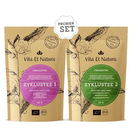 Vita Et Natura® Zyklustee 1 und 2 "Probier Set" - Bewährte Kräutermischungen aus traditionellen Frauenkräuter - 100% biologische Zutaten - Geprüfte Rezepturen von Vita Et Natura