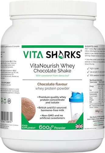 Vitanourish Molke Shake (Schokolade) No Gmos Immunität Vegetarischer Protein Muskelmasse Knochen Gesundheit Vita Sharks von Vita Sharks