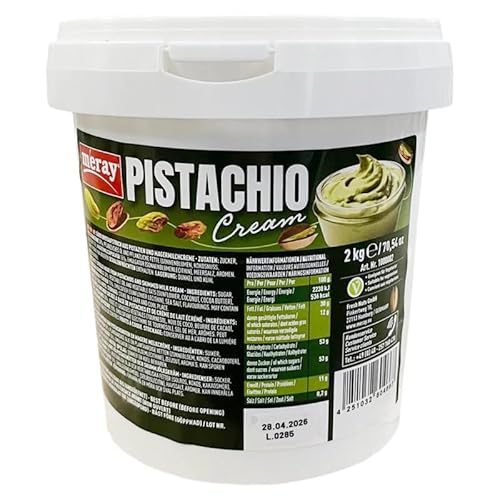 Meray Pistaziencreme – Intensiv-nussiger türkischer Pistachio Cream Aufstrich mit 30% Pistazien, Dubai Schokolade & Dessert-Veredelung – 2‑kg Profi-Packung für Backstuben, Konditoreien & Feinschmecker von VitaNuts