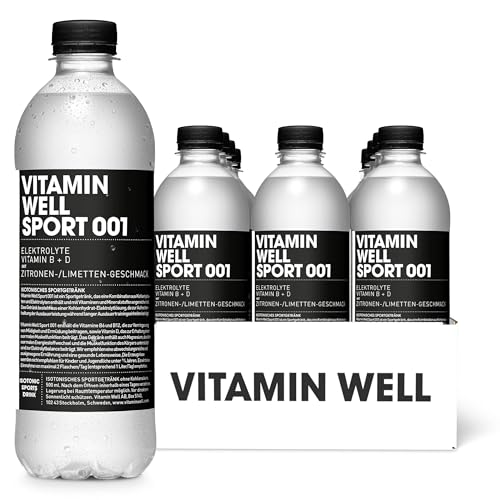 Vitamin Well Sport 001 - Sportgetränk mit Elektrolyten, Vitaminen B & D, Magnesium, Zitronen-/Limettengeschmack, 500ml, 12er-Pack (inkl. pfand) von Vitamin Well