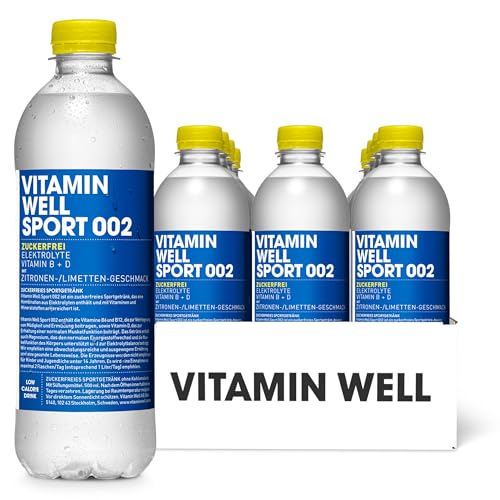 Vitamin Well Sport 002 - Zuckerfreies Sportgetränk mit Elektrolyten, Vitaminen B & D, Magnesium, Zitronen-/Limettengeschmack, 500ml, 12er-Pack (inkl. Pfand) von Vitamin Well