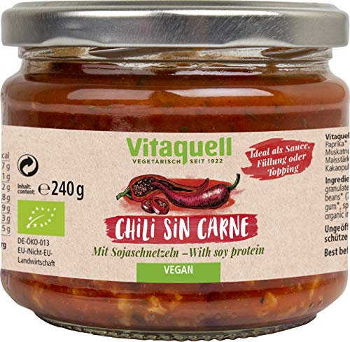 Vitaquell Bio Chili Sin Carne, 240 g Fertiggericht - ideal als Sauce zu Reis, Topping oder Füllung von Vitaquell