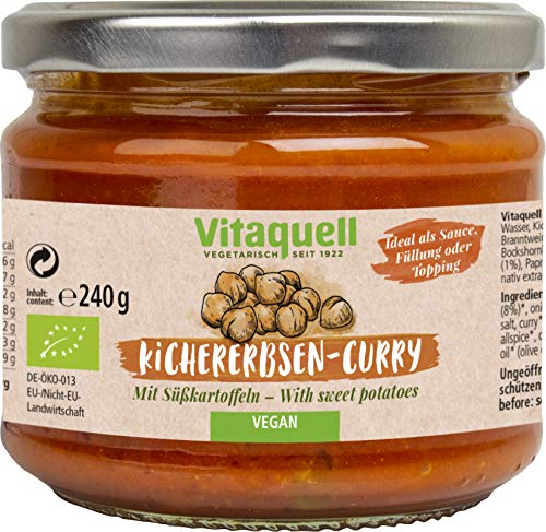 Vitaquell Bio Kichererbsen-Curry, 240 g - ideal als Sauce, Topping oder Füllung von Vitaquell