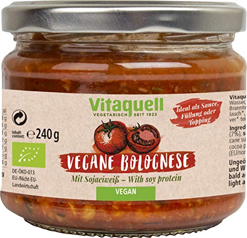 Vitaquell Bio Vegane Bolognese, 240 g Fertiggericht - ideal als Sauce zu Nudeln, Reis, Topping oder Füllung von Vitaquell