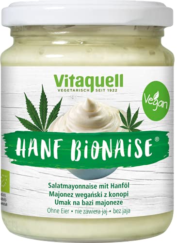 Vitaquell Vegane Bio Hanf-Mayonnaise/Bionaise, 245 g mit 10% Hanföl perfekt zu Burgern oder Pommes von Vitaquell