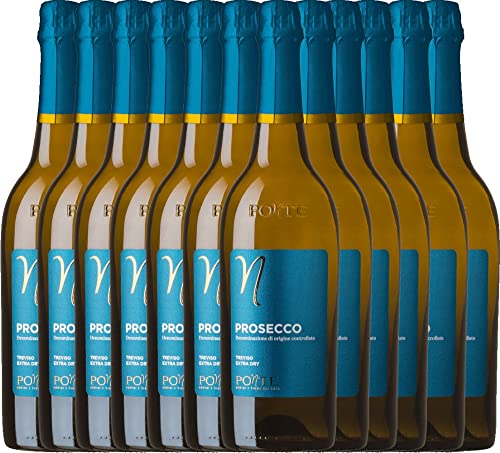 Prosecco Spumante Treviso DOC Extra Dry von Ponte - Schaumwein 12 x 0,75l VINELLO - 12er - Weinpaket inkl. kostenlosem VINELLO.weinausgießer von Viticoltori Ponte