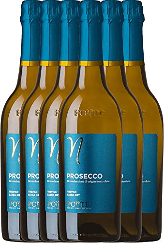 Prosecco Spumante Treviso DOC Extra Dry von Ponte - Schaumwein 6 x 0,75l VINELLO - 6er - Weinpaket inkl. kostenlosem VINELLO.weinausgießer von Viticoltori Ponte