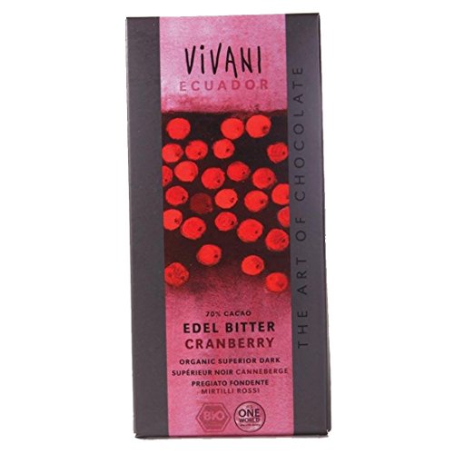 Vivani Organic Chocolate | Dark Choc & Cranberry | 2 x 10 x 100g von Vivani