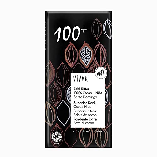 Vivani Edelbitterschokolade mit 100% Kakao & Kakao-Nibs (80 g) - Bio von Vivani