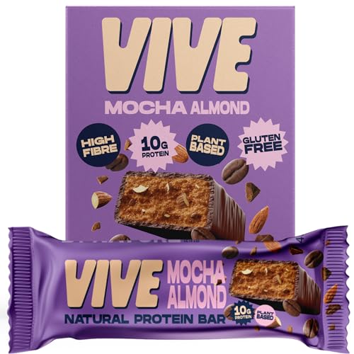 Vive Natürlicher Veganer High Protein Riegel - High Protein, 100% natürlich (Mokka Mandel, x12) von Vive