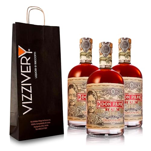 Don Papa Rum Small Batch Original 700 ml 40% Vol. – das echte Don Papa Small Batch Original mit Vizzivery-Beutel – Weihnachtsgeschenke – Weihnachtsideen - 3 Stück von Vizzivery