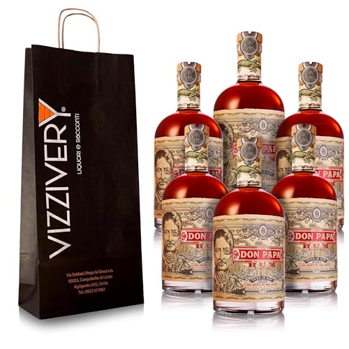 Don Papa Rum Small Batch Original 700 ml 40% Vol. – das echte Don Papa Small Batch Original mit Vizzivery-Beutel – Weihnachtsgeschenke – Weihnachtsideen - 6 Stück von Vizzivery