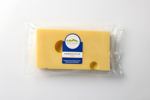 Vöcklataler Emmentaler – Hochwertiger Heumilchkäse, natürlich gereift, mild-nussig im Geschmack, charakteristische Löcher, ideal für Brot, Gerichte & Jause – 100% traditionelle Herstellung (1000g) von Vöcklakäserei