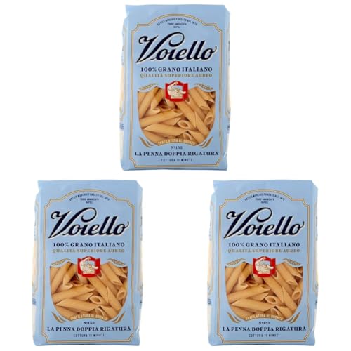 Voiello Pasta Penne Rigate 3er pack von 500 Gramm/Premium Qualität aus Italien/Reich an Protein. von Voiello