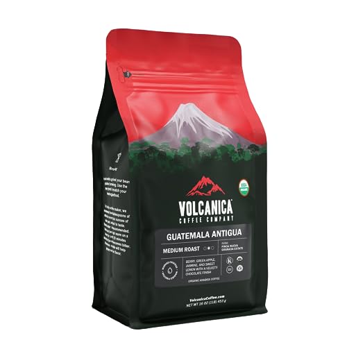 Volcanica Gourmet Coffee Guatemaltekischer kaffee, antigua, boden, mittlerer brät, single origin, frisch geröstete, 16-ounce von Volcanica Coffee