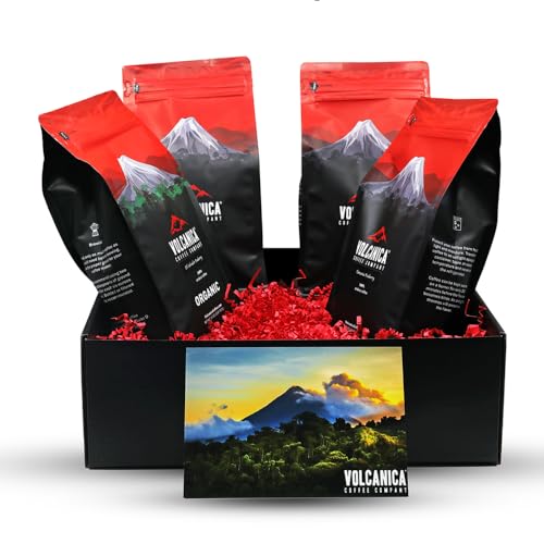 Volcanica Gourmet Coffee Peaberry coffee connoisseur gift box, kona, costa rica, kolumbien, kenia, ganze bohne, 4 x 16-ounce taschen von Volcanica Coffee