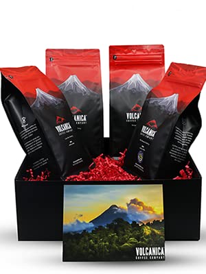 Volcanica Gourmet Coffee Peaberry coffee connoisseur gift box, kona, costa rica, kolumbien, kenia, ground, 4 x 16-ounce taschen von Volcanica Coffee