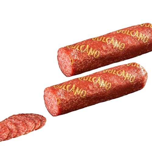 Österreichische Salami 2 x 300g im Ganzen Stück, 100% Natürlich, Geräuchert, Glutenfrei, Laktosefrei (Klassik) von Vulcano