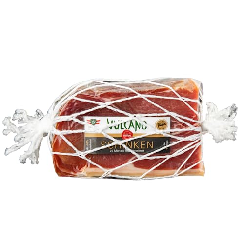 Prosciutto Premium 27 Monate am Knochen luftgetrocknet, Österreichisches Qualitätsprodukt, Schwere Schweine aus artgerechter Tierhatlung, 100% Natürlich mit Meersalz und Gewürzen (500g) von Vulcano