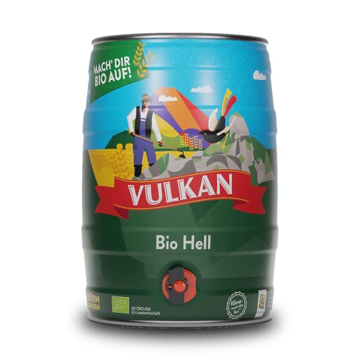 VULKAN Bio Hell 5 Liter Partyfass mit Zapfhahn und Tragegriff (Pfandfrei) von Vulkan