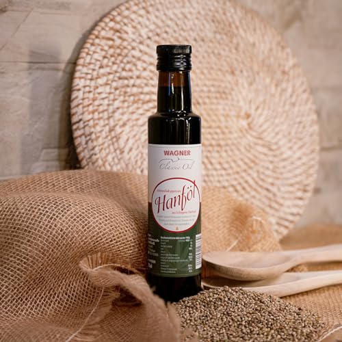 WAGNER Classic Hanföl Kaltgepresst Reich An Omega-3&-6 Fettsäuren | Natürlich & Nachhaltiges Hanfsamenöl - Für Küche & Hautpflege | Hochwertigees Hemp Oil aus Hofeigener Landwirtschaft | 250 ml von Wagner