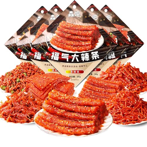 Latiao,Chinesische Snacks,Würzig Gewürzte Snacks, 5 Packungen würzige Streifen,Lässiger Snack,Duftendes scharf, Individuelles Paket(50g×5Packungen） (10 Packungen) von WANGLIUpeers