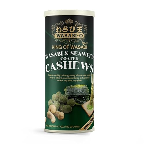 WASABI-O Knusprige Wasabi-Seetang & Echte Wasabi-Ummantelte Cashewnüsse 190g - Einzigartiger Genuss, Premium Knabberspaß von WASABI-O