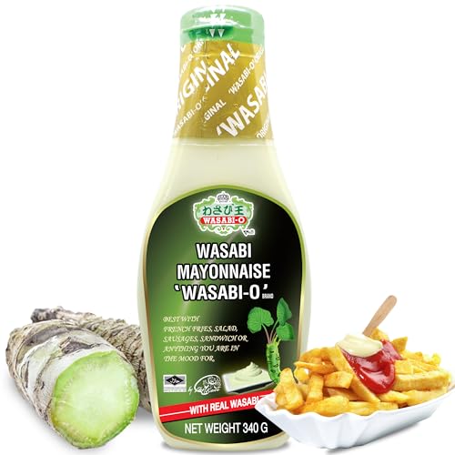 WASABI-O Premium Fusion Mayonnaise Echte Wasabi & Ketchup Mischung, Ideal für Fisch und Pommes, Sandwiches, Salate und Krautsalat - 12oz (340g) von WASABI-O