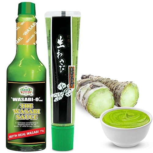 Wasabi-O, Wasabi Paste 43 g & Wasabi Sauce 62 g - Ideal für Sushi, Lachs, Sashimi, Meeresfrüchte, gegrilltes Fleisch und vegetarische Gericht von WASABI-O