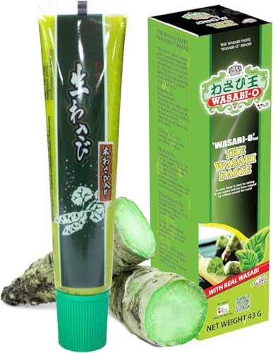 WASABI-O Wasabipaste 43g Premium-Wasabi, Echter Wasabi, Zum Eintauchen in Sushi, Lachs, Sashimi, Meeresfrüchte, Vegan, Vegetarisch, Halal, Wasabi-Erbsen von WASABI-O