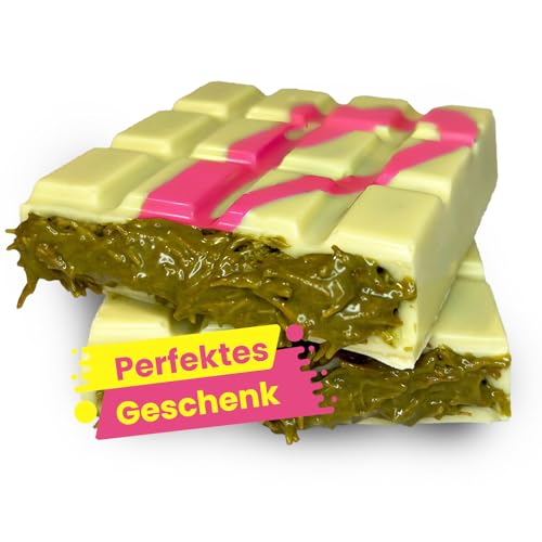 Dubai Schokolade 220g (XL) mit Pistazie & Kunafeh - Nach Original Rezeptur Handgemacht! Virale TikTok Hype Schokolade - EXTREM Schneller Versand (220g, Pinke Weiße Schokolade) von WASHYS