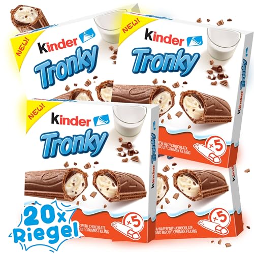 Kinder Tronky Packung (90g) XXL Sparbundle - 5x Riegel je Packung, Extreme Leckere Crispy Creme mit Milch Schokolade und Keks! (4er Bundle) von WASHYS