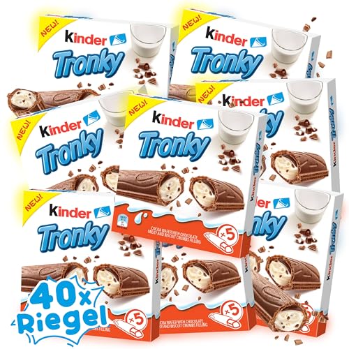 Kinder Tronky Packung (90g) XXL Sparbundle - 5x Riegel je Packung, Extreme Leckere Crispy Creme mit Milch Schokolade und Keks! (8er Bundle) von WASHYS