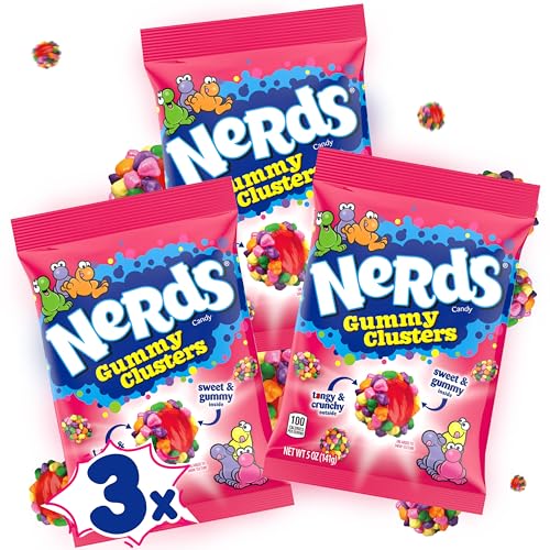 Nerds Gummy Clusters 141g XXL Packung - Amerikanische Süßigkeit, Original aus USA, Einzigartig und Lecker - Ideal zum Sparen (3x Packungen) von WASHYS